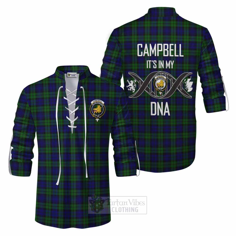 Tartan Vibes Clothing Campbell Tartan Ghillie Kilt Shirt with Family Crest DNA In Me Style