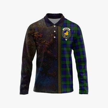 Campbell Tartan Family Crest Long Sleeve Polo Shirt Alba Gu Brath Be Brave Lion Ancient Style
