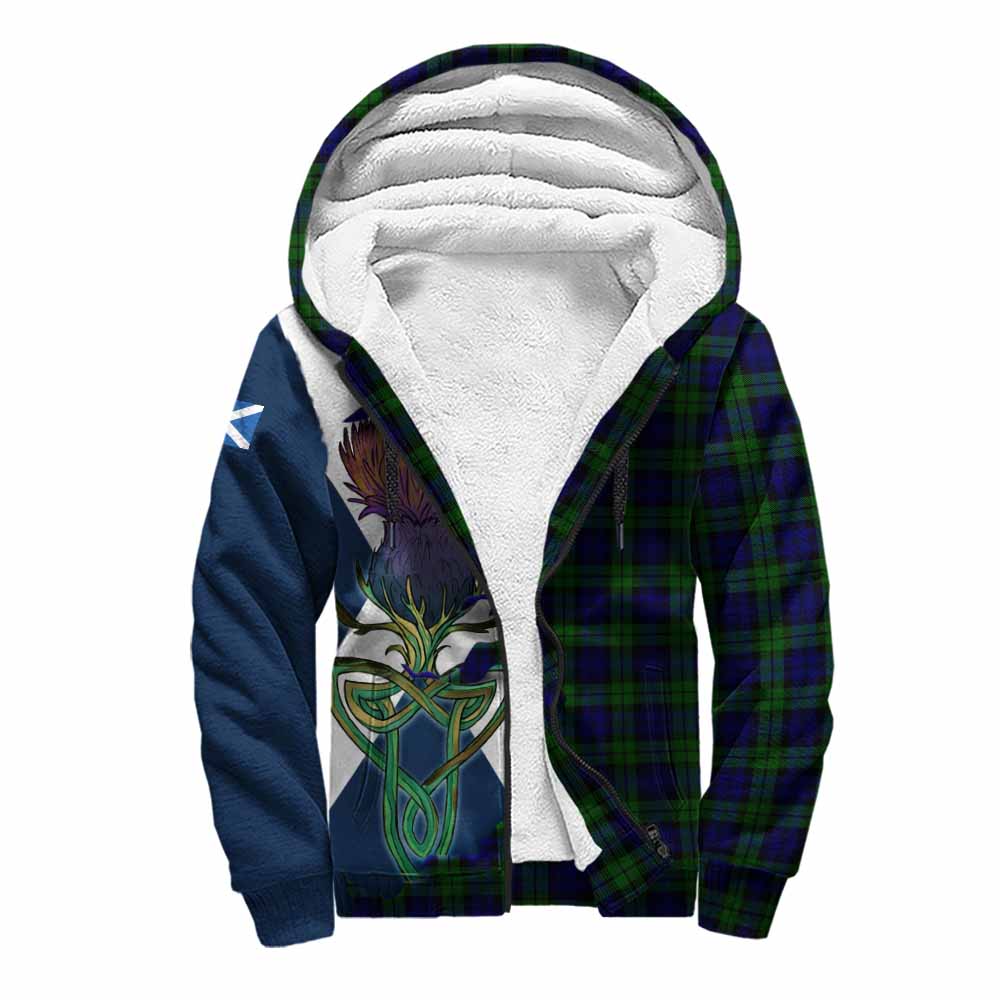 Tartan Vibes Clothing Campbell Tartan Family Crest Sherpa Hoodie Scottish Thistle Celtic Inspired