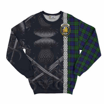 Tartan Vibes Clothing Campbell Tartan Sweatshirt with Family Crest Cross Sword Thistle Celtic Vibes