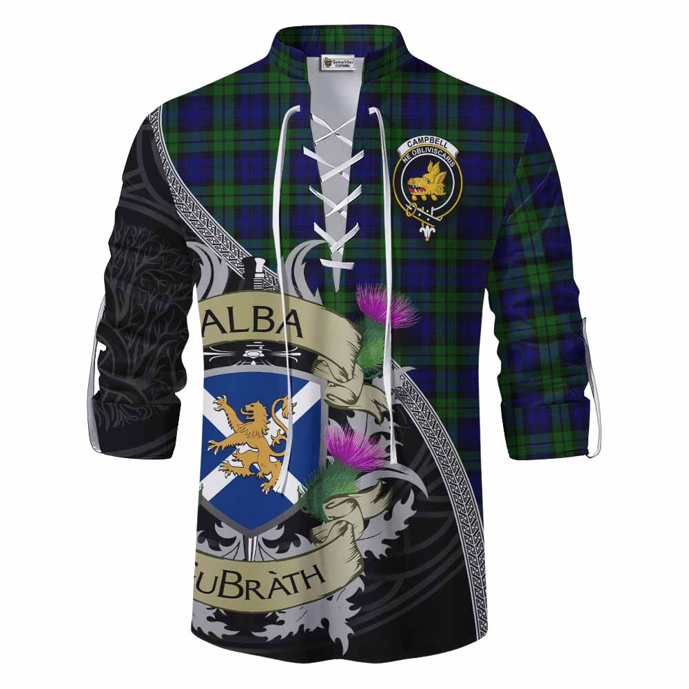 Tartan Vibes Clothing Campbell Tartan Family Crest Ghillie Kilt Shirt Lion Rampant Royal Thistle Shield Celtic Inspired