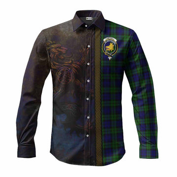 Campbell Tartan Family Crest Long Sleeve Button Shirt Alba Gu Brath Be Brave Lion Ancient Style