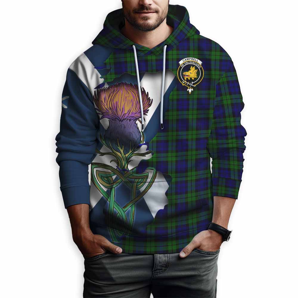 Tartan Vibes Clothing Campbell Tartan Family Crest Hoodie Scottish Thistle Celtic Inspired