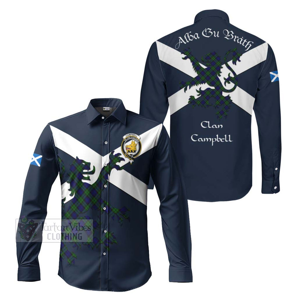 Tartan Vibes Clothing Campbell Tartan Lion Rampant Long Sleeve Button Shirt – Proudly Display Your Heritage with Alba Gu Brath and Clan Name