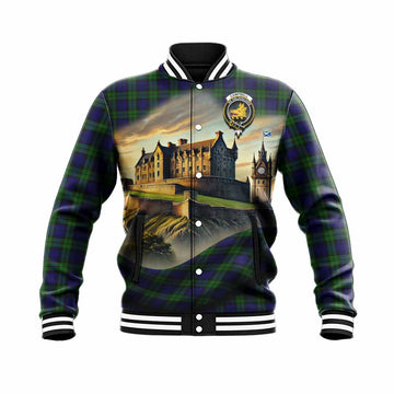 Tartan Vibes Clothing Campbell Tartan Family Crest Baseball Jacket with Scottish Ancient Castle Style