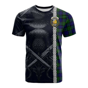 Campbell Tartan Cotton T-shirt with Family Crest Cross Sword Thistle Celtic Vibes