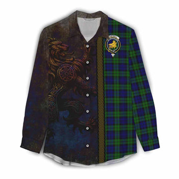Tartan Vibes Clothing Campbell Tartan Family Crest Women's Casual Shirt Alba Gu Brath Be Brave Lion Ancient Style