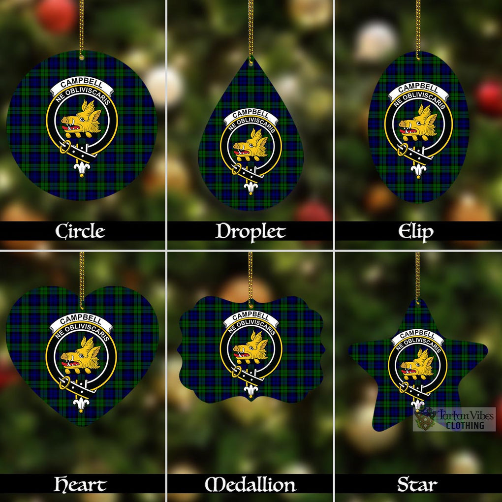Tartan Vibes Clothing Campbell Tartan Christmas Aluminium Ornament with Family Crest