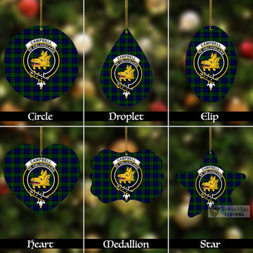Tartan Vibes Clothing Campbell Tartan Christmas Aluminium Ornament with Family Crest