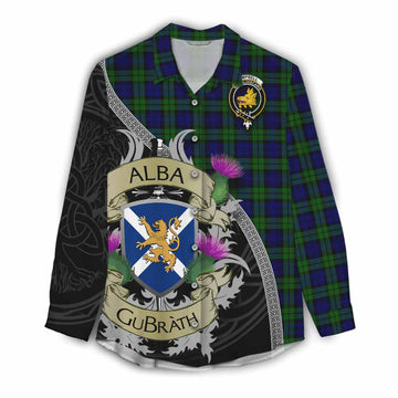Tartan Vibes Clothing Campbell Tartan Family Crest Women's Casual Shirt Lion Rampant Royal Thistle Shield Celtic Inspired