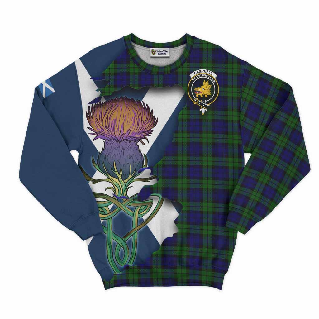 Tartan Vibes Clothing Campbell Tartan Family Crest Sweatshirt Scottish Thistle Celtic Inspired