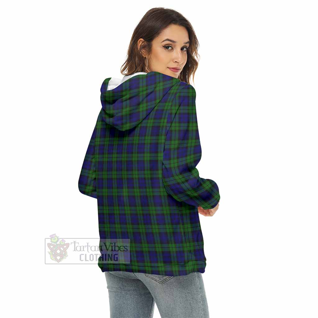 Tartan Vibes Clothing Campbell Tartan Crest Women's Borg  Half Zip Fleece Hoodie