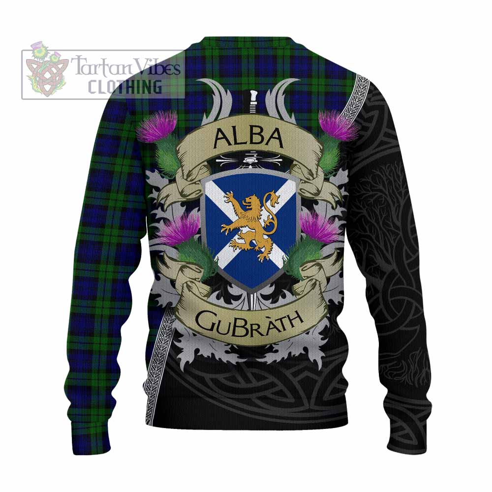 Tartan Vibes Clothing Campbell Tartan Family Crest Knitted Sweater Lion Rampant Royal Thistle Shield Celtic Inspired