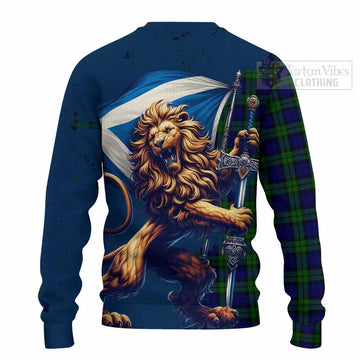 Campbell Tartan Family Crest Knitted Sweater with Scottish Majestic Lion