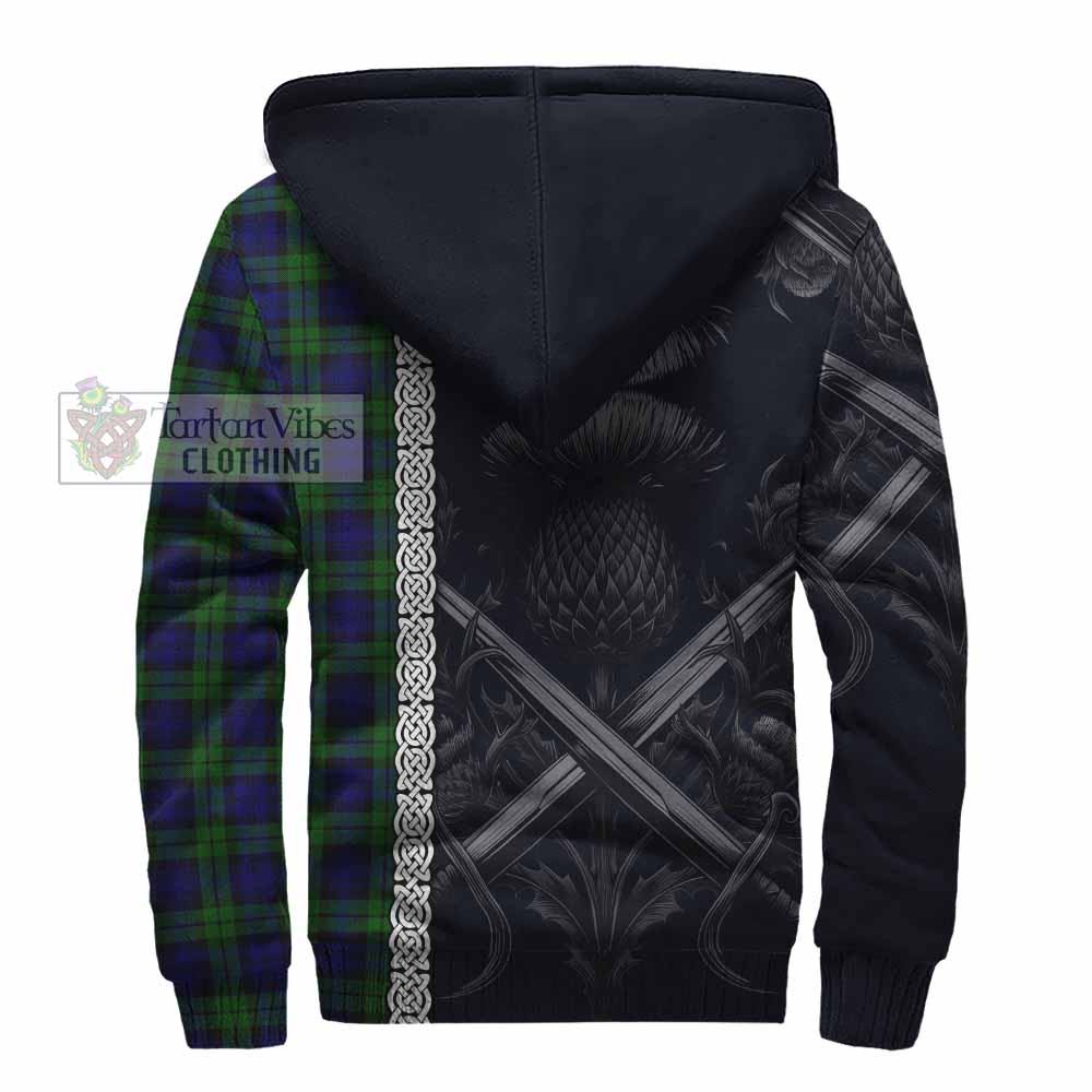 Tartan Vibes Clothing Campbell Tartan Sherpa Hoodie with Family Crest Cross Sword Thistle Celtic Vibes