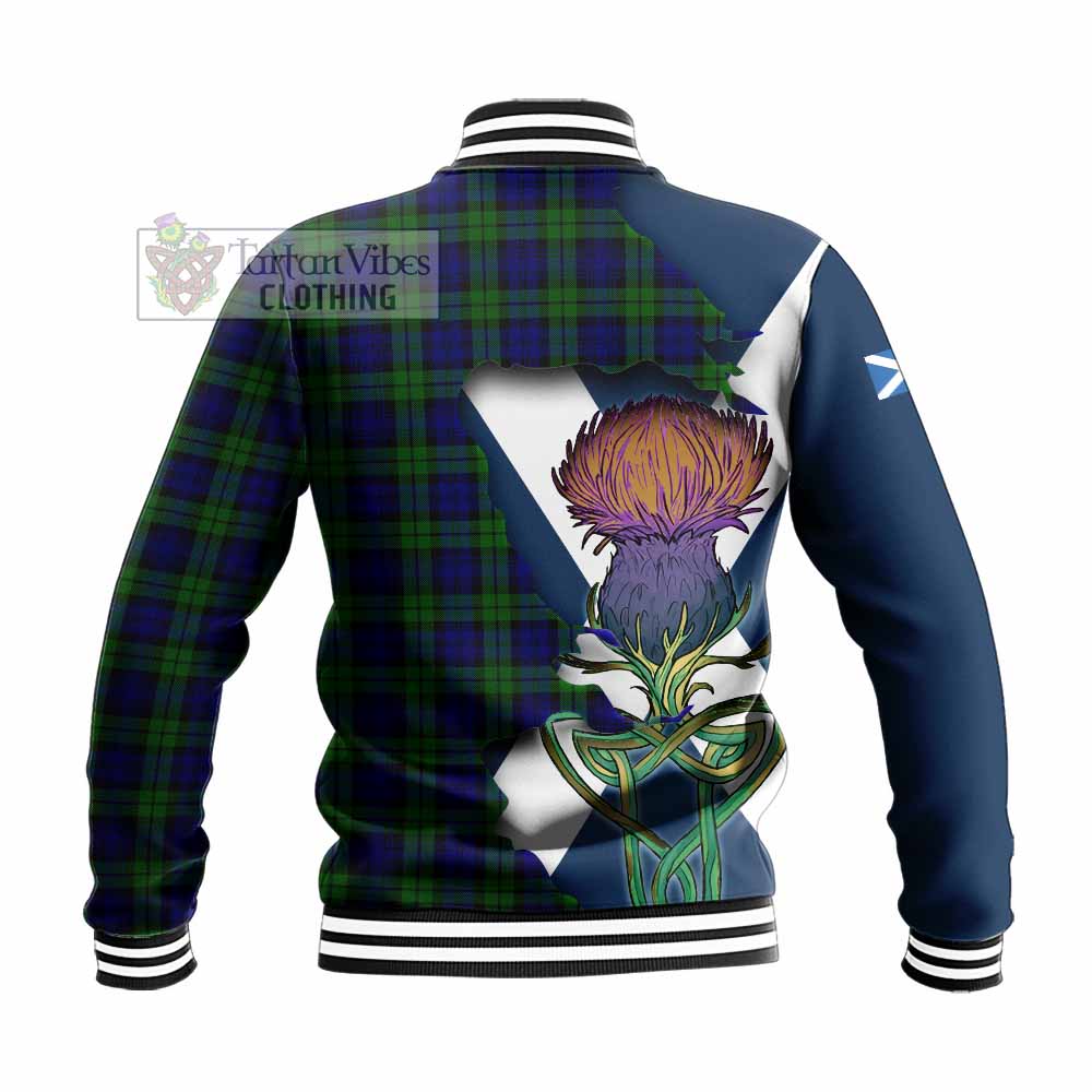Tartan Vibes Clothing Campbell Tartan Family Crest Baseball Jacket Scottish Thistle Celtic Inspired