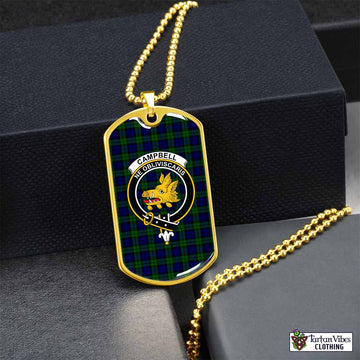Tartan Vibes Clothing Campbell Tartan Dog Tag Necklace with Family Crest