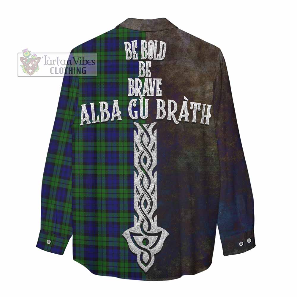 Tartan Vibes Clothing Campbell Tartan Family Crest Women's Casual Shirt Alba Gu Brath Be Brave Lion Ancient Style