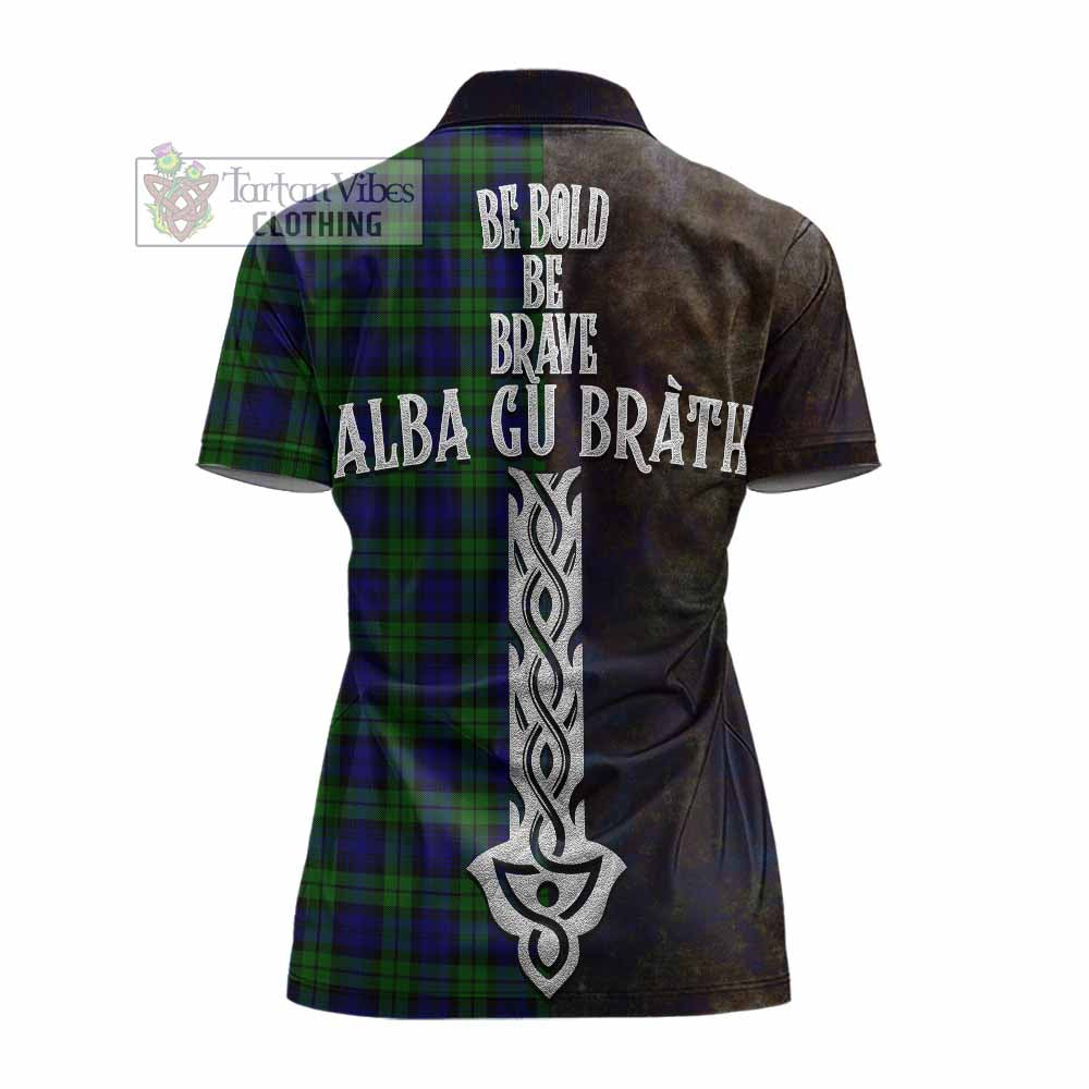 Tartan Vibes Clothing Campbell Tartan Family Crest Women's Polo Shirt Alba Gu Brath Be Brave Lion Ancient Style