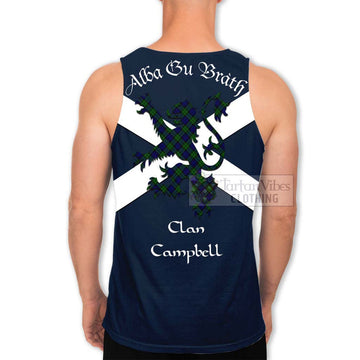 Tartan Vibes Clothing Campbell Tartan Lion Rampant Men's Tank Top – Proudly Display Your Heritage with Alba Gu Brath and Clan Name