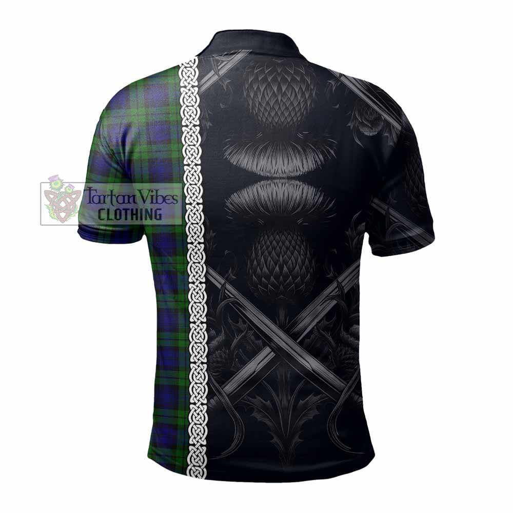 Tartan Vibes Clothing Campbell Tartan Polo Shirt with Family Crest Cross Sword Thistle Celtic Vibes