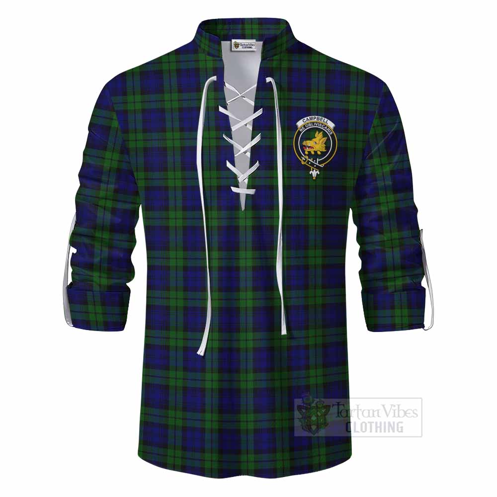 Tartan Vibes Clothing Campbell Tartan Ghillie Kilt Shirt with Family Crest DNA In Me Style
