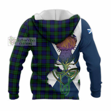 Campbell Tartan Family Crest Knitted Hoodie Scottish Thistle Celtic Inspired