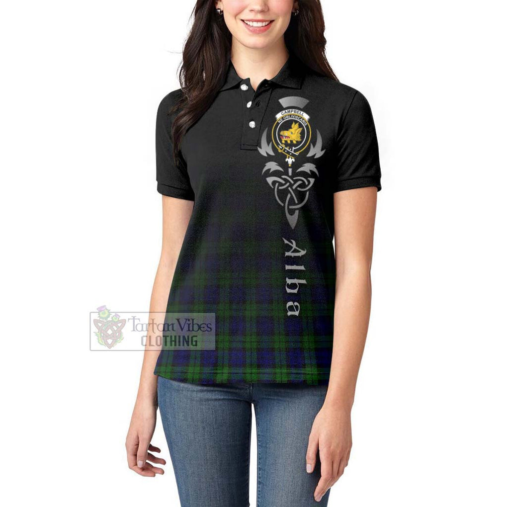 Tartan Vibes Clothing Campbell Tartan Women's Polo Shirt Featuring Alba Gu Brath Family Crest Celtic Inspired