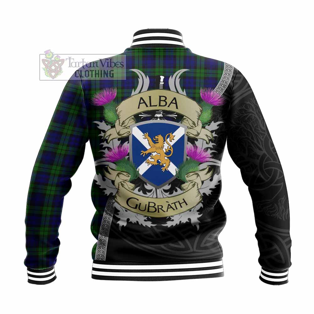 Tartan Vibes Clothing Campbell Tartan Family Crest Baseball Jacket Lion Rampant Royal Thistle Shield Celtic Inspired