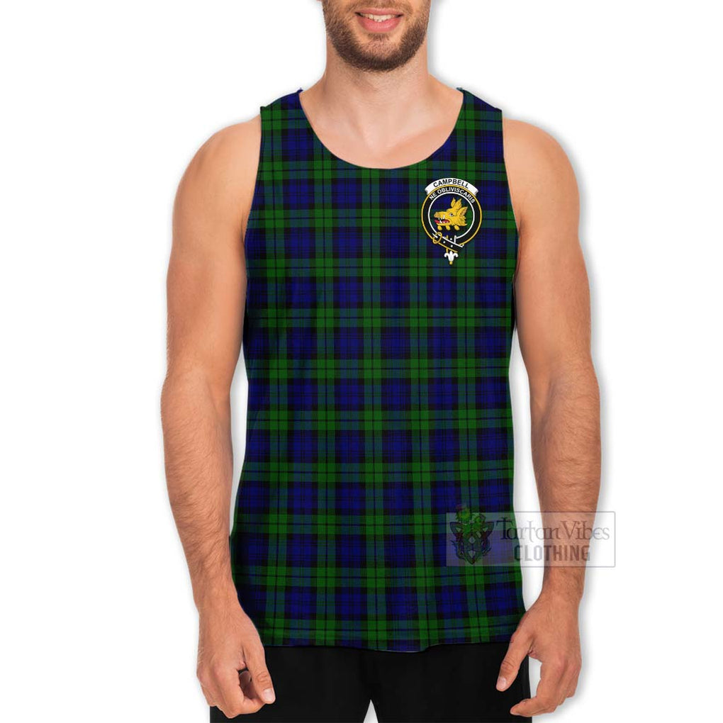 Tartan Vibes Clothing Campbell Tartan Men's Tank Top with Family Crest Celtic Skull Style
