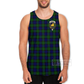 Tartan Vibes Clothing Campbell Tartan Men's Tank Top with Family Crest Celtic Skull Style