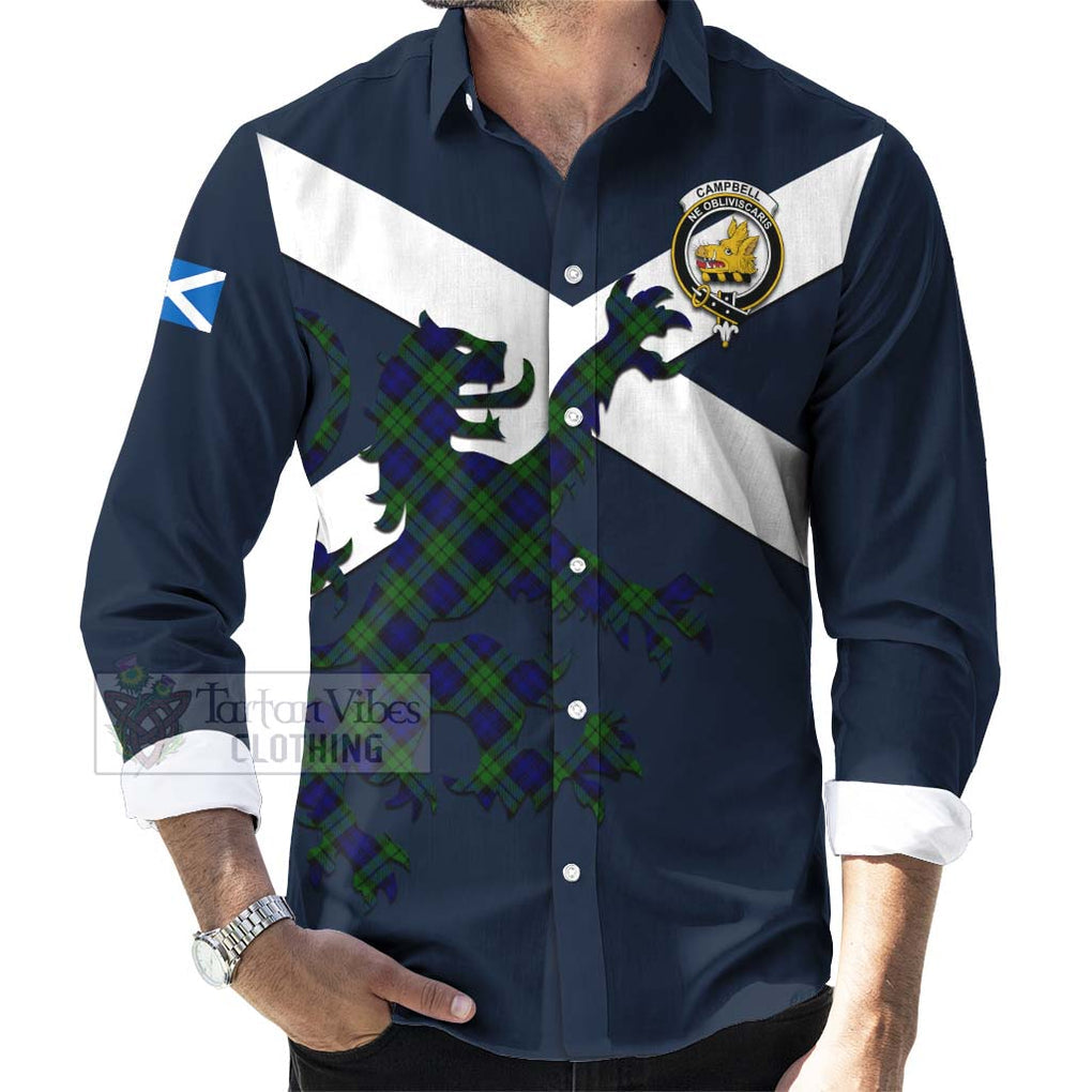 Tartan Vibes Clothing Campbell Tartan Lion Rampant Long Sleeve Button Shirt – Proudly Display Your Heritage with Alba Gu Brath and Clan Name