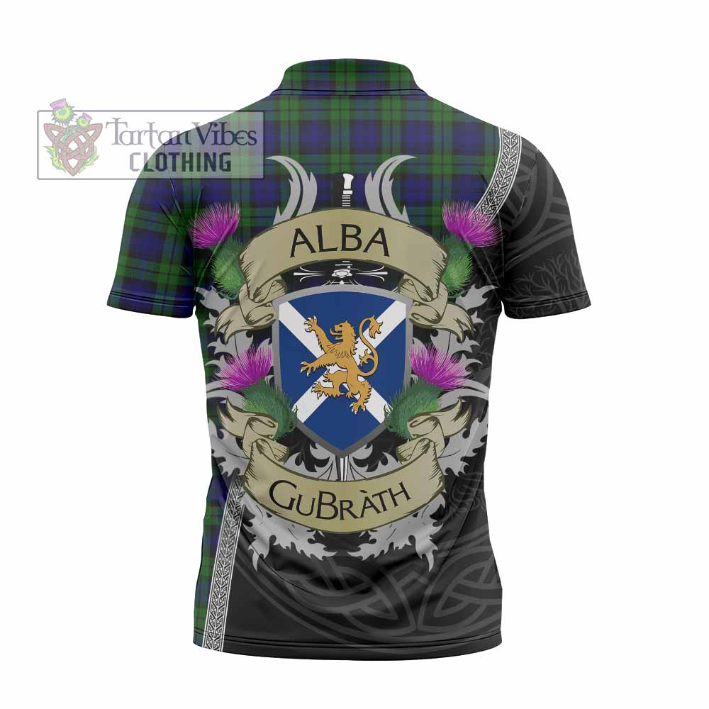 Tartan Vibes Clothing Campbell Tartan Family Crest Zipper Polo Shirt Lion Rampant Royal Thistle Shield Celtic Inspired