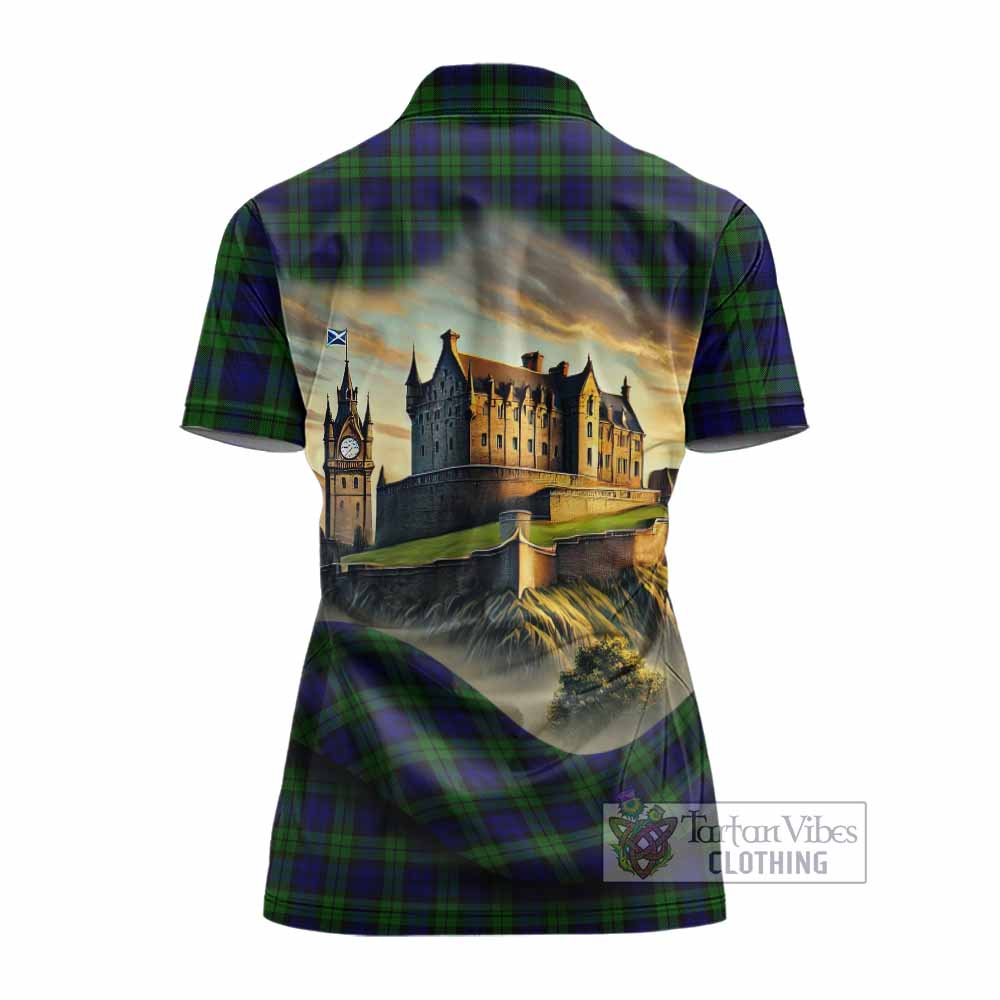 Tartan Vibes Clothing Campbell Tartan Family Crest Women's Polo Shirt with Scottish Ancient Castle Stype