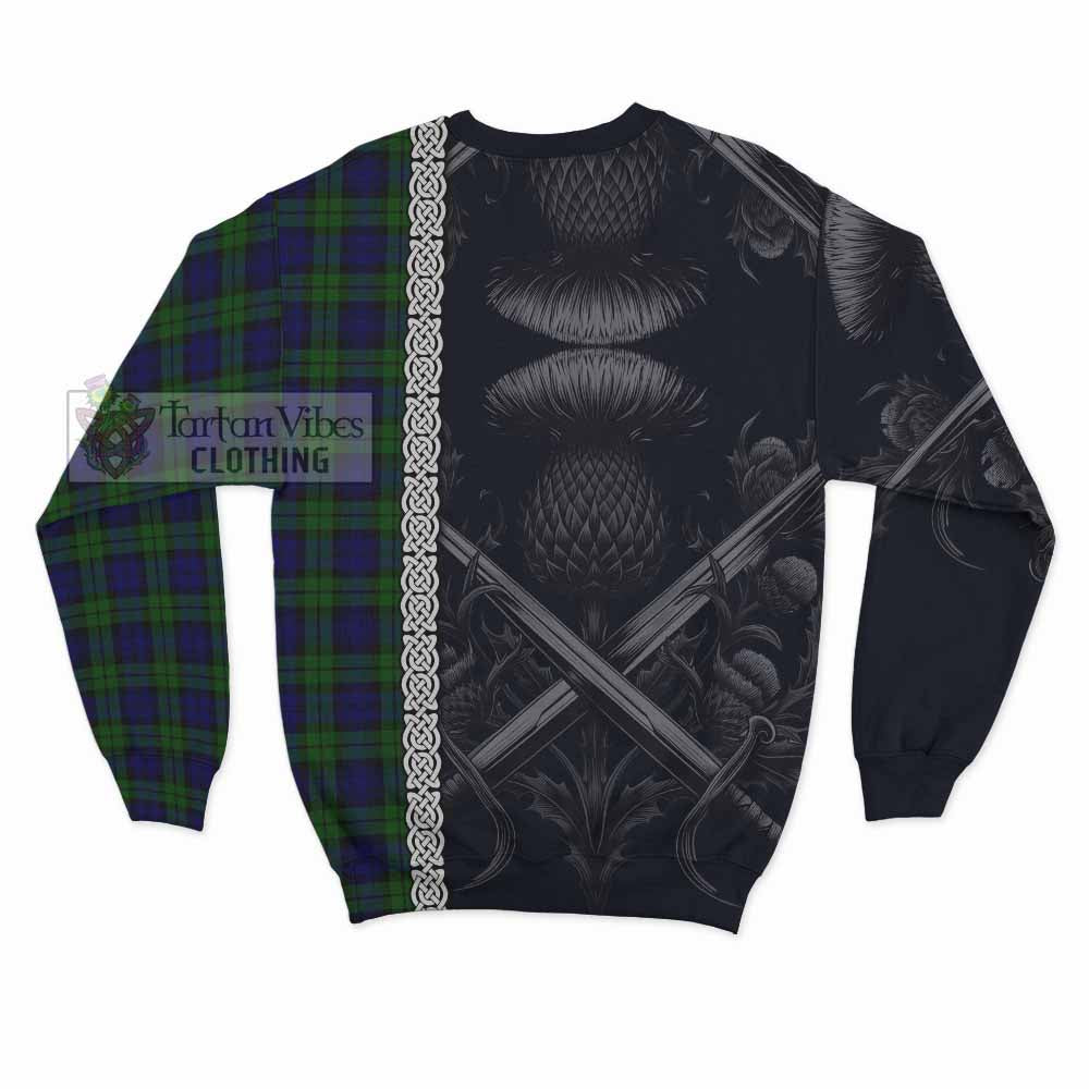 Tartan Vibes Clothing Campbell Tartan Sweatshirt with Family Crest Cross Sword Thistle Celtic Vibes