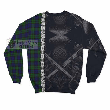 Tartan Vibes Clothing Campbell Tartan Sweatshirt with Family Crest Cross Sword Thistle Celtic Vibes
