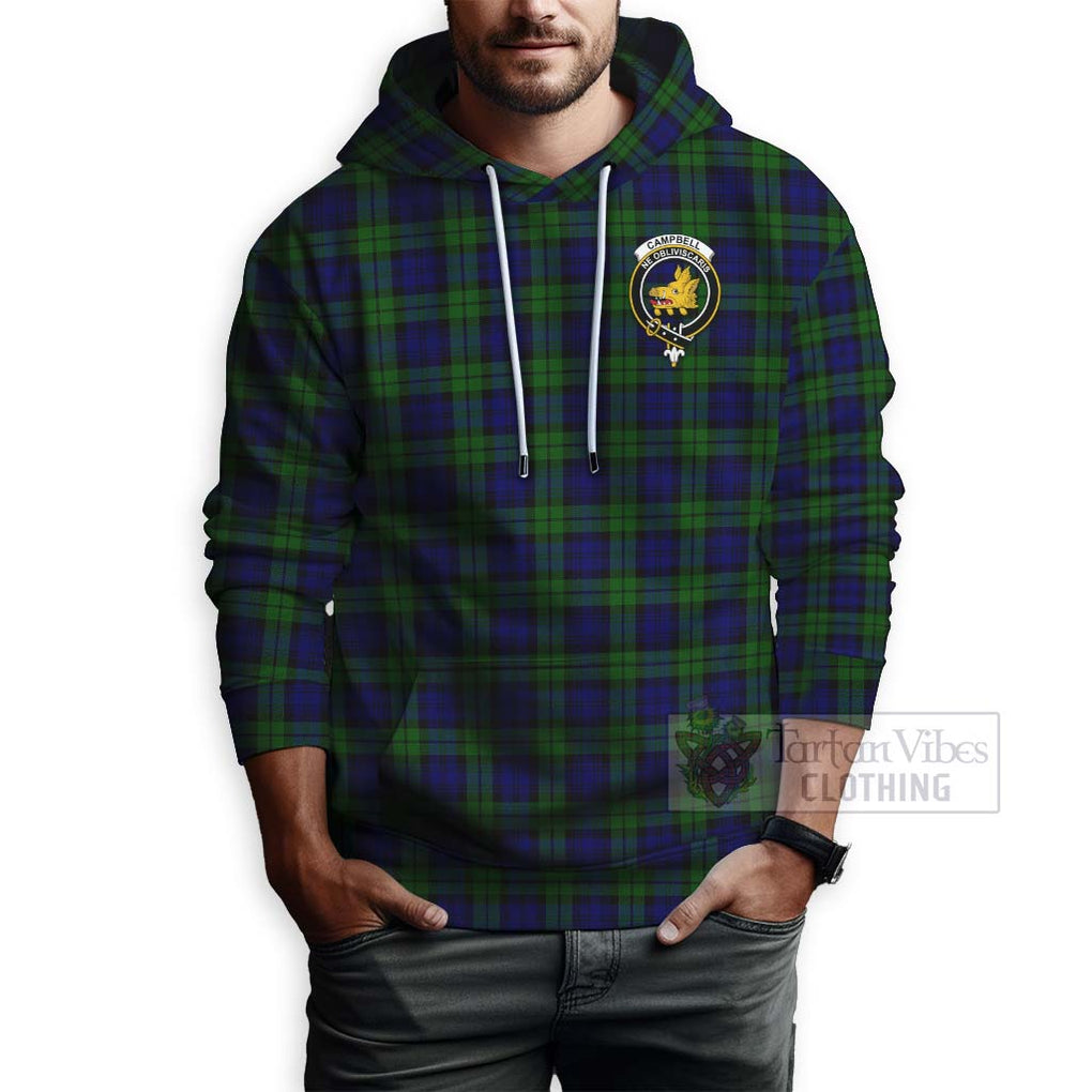 Tartan Vibes Clothing Campbell Tartan Hoodie with Family Crest Celtic Skull Style