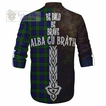 Campbell Tartan Family Crest Ghillie Kilt Shirt Alba Gu Brath Be Brave Lion Ancient Style