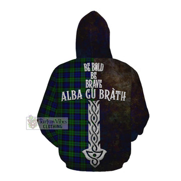 Campbell Tartan Family Crest Cotton Hoodie Alba Gu Brath Be Brave Lion Ancient Style