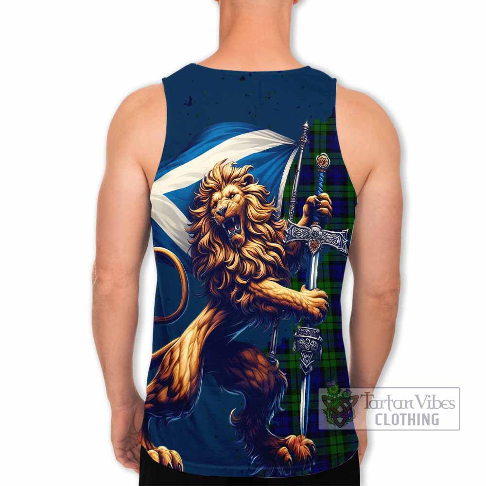Tartan Vibes Clothing Campbell Tartan Family Crest Men's Tank Top with Scottish Majestic Lion