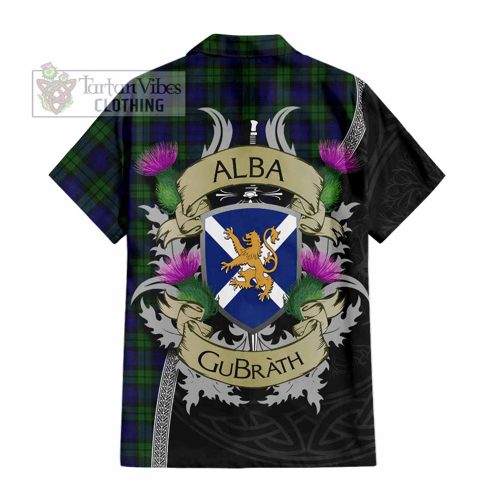 Tartan Vibes Clothing Campbell Tartan Family Crest Short Sleeve Button Shirt Lion Rampant Royal Thistle Shield Celtic Inspired