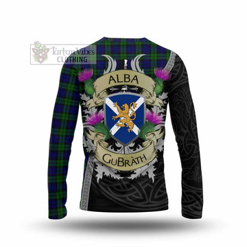 Campbell Tartan Family Crest Long Sleeve T-Shirt Lion Rampant Royal Thistle Shield Celtic Inspired