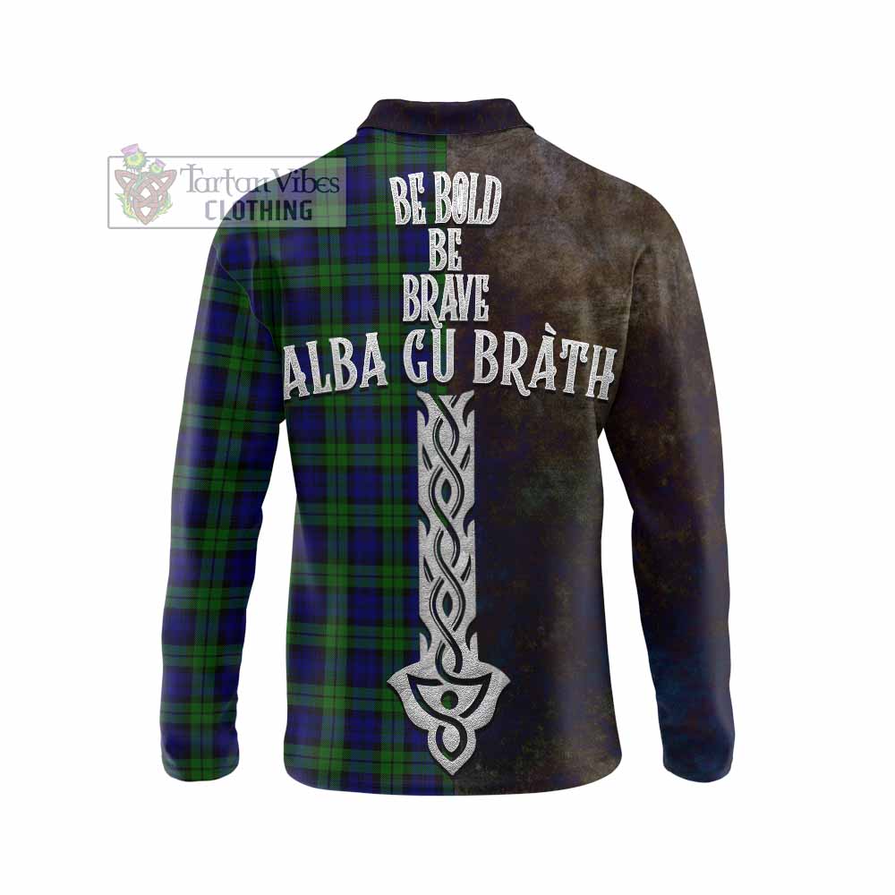 Tartan Vibes Clothing Campbell Tartan Family Crest Long Sleeve Polo Shirt Alba Gu Brath Be Brave Lion Ancient Style