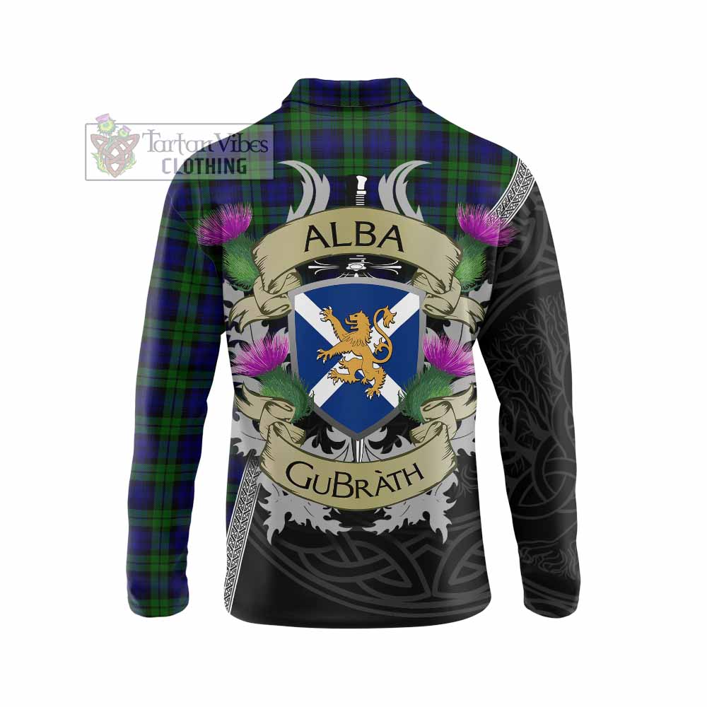 Tartan Vibes Clothing Campbell Tartan Family Crest Long Sleeve Polo Shirt Lion Rampant Royal Thistle Shield Celtic Inspired