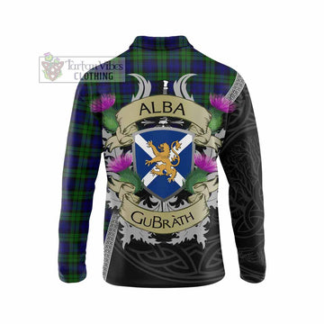 Tartan Vibes Clothing Campbell Tartan Family Crest Long Sleeve Polo Shirt Lion Rampant Royal Thistle Shield Celtic Inspired
