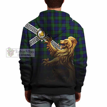 Campbell Crest Tartan Hoodie with Golden Lion Emblem Celtic Style