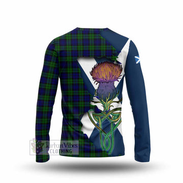 Campbell Tartan Family Crest Long Sleeve T-Shirt Scottish Thistle Celtic Inspired