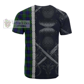 Campbell Tartan Cotton T-shirt with Family Crest Cross Sword Thistle Celtic Vibes