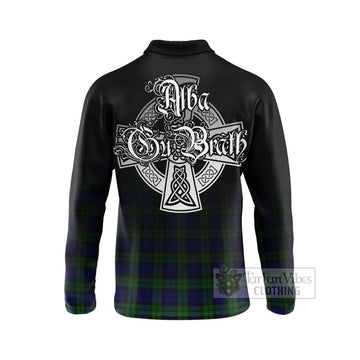 Tartan Vibes Clothing Campbell Tartan Long Sleeve Polo Shirt Featuring Alba Gu Brath Family Crest Celtic Inspired
