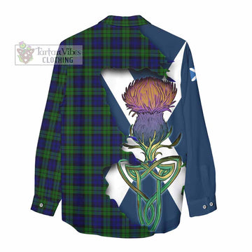 Tartan Vibes Clothing Campbell Tartan Family Crest Women's Casual Shirt Scottish Thistle Celtic Inspired